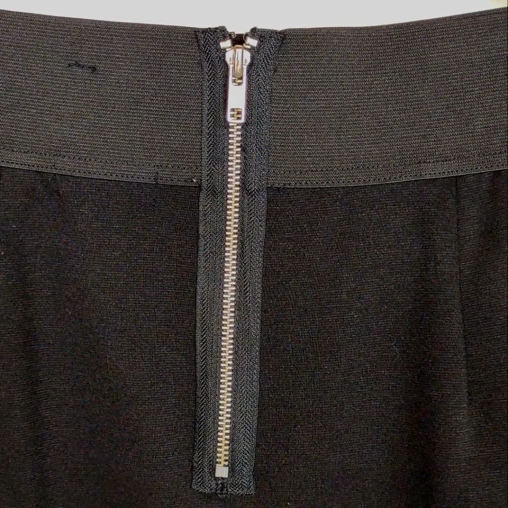 Allen B. By Allen Schwartz Black Skirt Studded Pull-on Zip Up Mini Skirt Medium